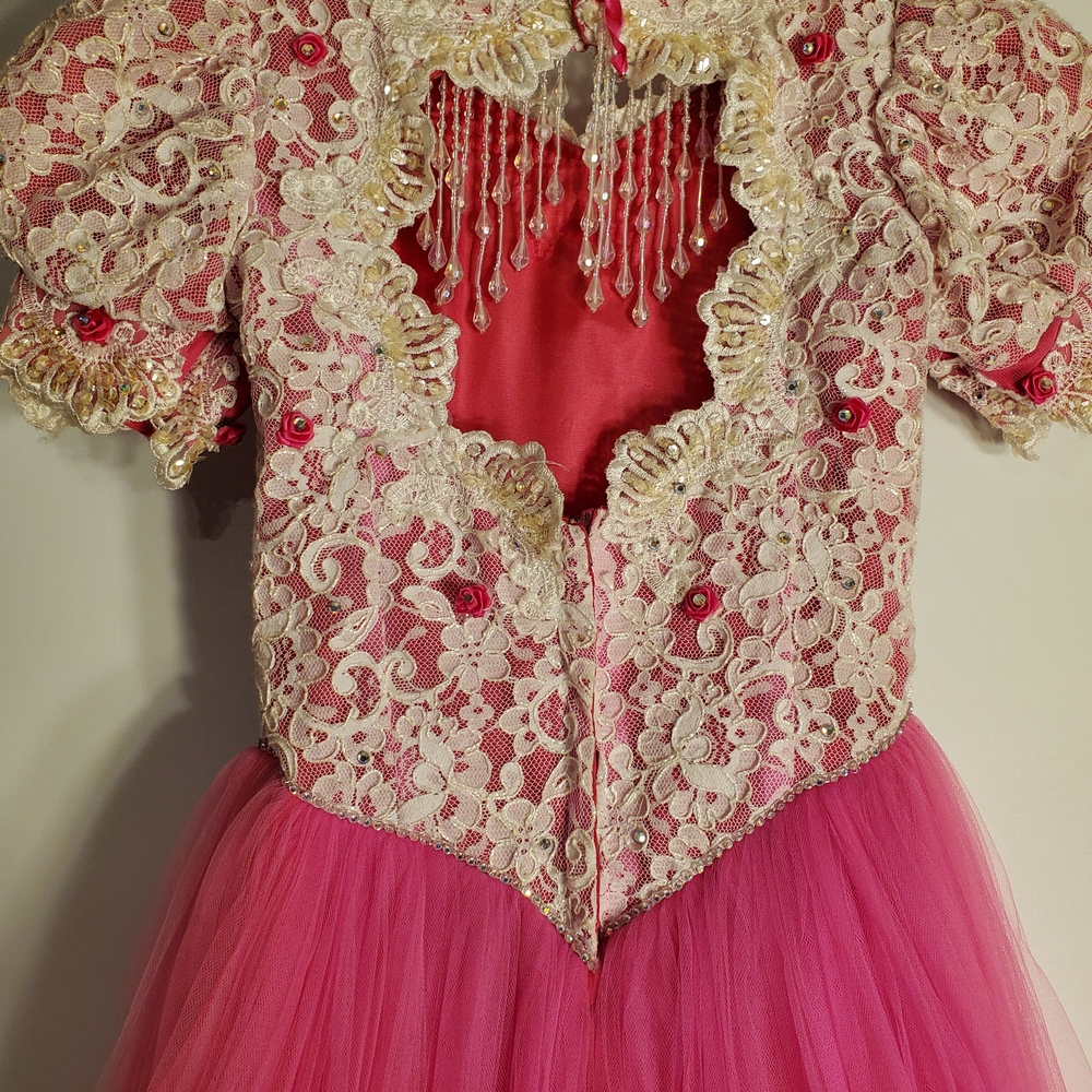 Vintage Girl Lace Rhinestone and Tulle Gown - Picture 5 of 14